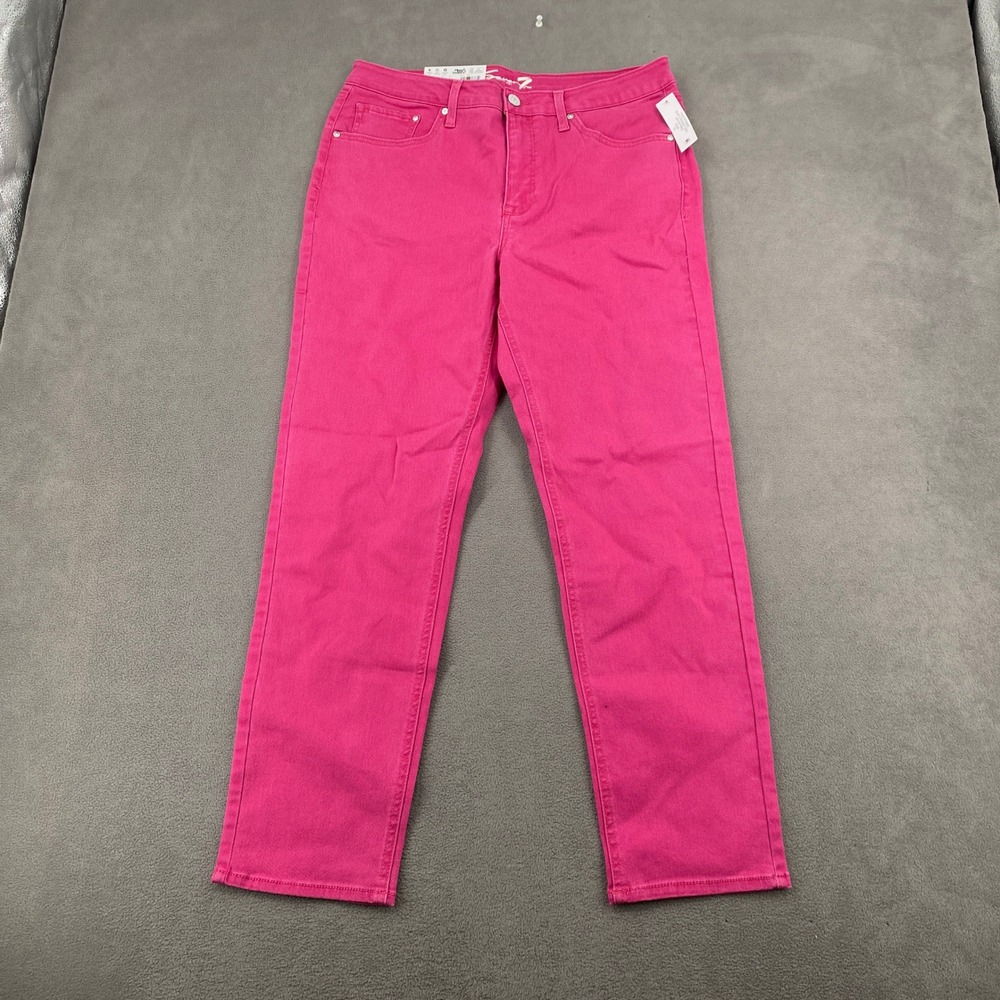 Seven7 Slim Straight Jeans Pink High Rise Womens 10 MY10158CO Stretch Denim